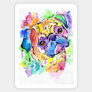 Pugsly - A watercolour pug portrait Sticker